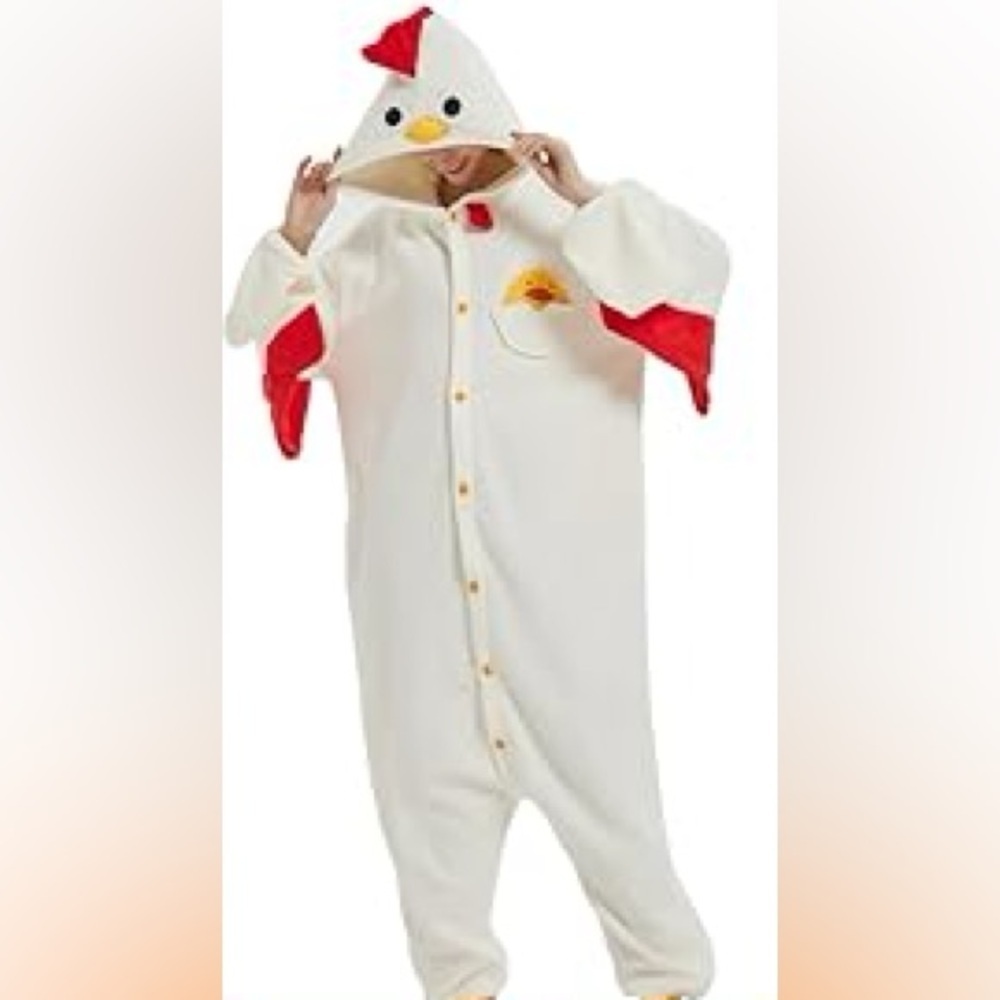 Chicken  Adult Pajamas Halloween Cosplay Costume Unisex Onesie